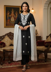 Salwar Suit 3Piece Embroider Black White