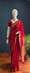 Floral Red Kosa Silk Saree