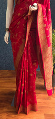 Floral Red Kosa Silk Saree