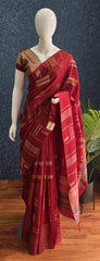 Brocade Blouse Maroon Kosa Silk Saree