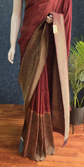 Crush Brown Tussar Crepe Saree