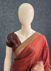 Crush Brown Tussar Crepe Saree