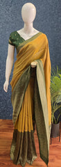 Crush Mustard Yellow Tussar Crepe Saree