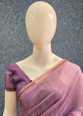 Small Border Lavender Chanderi Saree