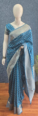 Antique Self Blue Raw Silk Saree