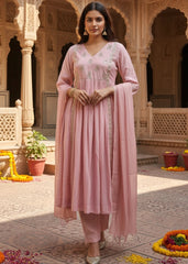 Party Wear 3 Piece Salwar Suit in Peach