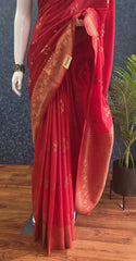 Pani Red Semi Silk Saree