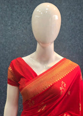 Pani Red Semi Silk Saree