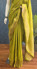 Pani Parrot Green Semi Silk Saree