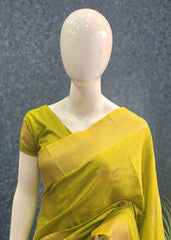 Pani Parrot Green Semi Silk Saree