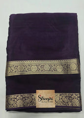 Crepe Deep Purple Viscose Saree