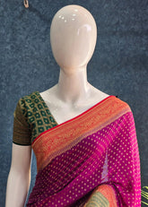 Pure Banarasi 3D Magenta Red Green