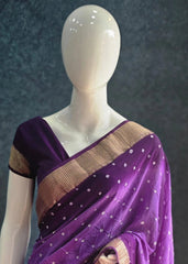 Bandhani Purple crepe Saree