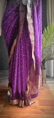 Bandhani Purple crepe Saree