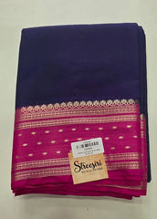 Butta Navy Blue Pink Semi Crepe Silk Saree