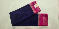 Butta Navy Blue Pink Semi Crepe Silk Saree