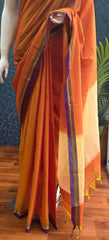 Narayanpet Orange Purple Cotton Saree