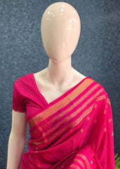 Bentex Border Pink Semi Silk Saree