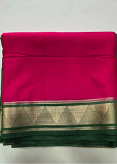 Half & Half Pink bottle Green Semi Crepe Silk saree