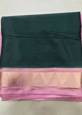 Mysore Silk Crepe Aarani Baby Pink Bottle Green