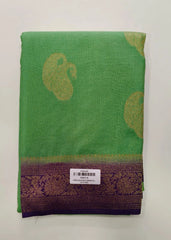 Contrast Pista Purple Semi Crepe Silk Saree