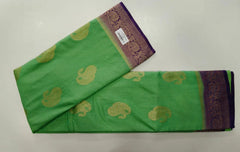 Contrast Pista Purple Semi Crepe Silk Saree