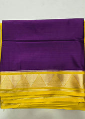 Half & Half Purple Yellow Semi Crepe Silk Saree
