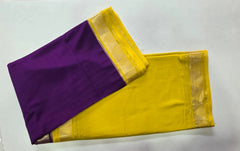 Half & Half Purple Yellow Semi Crepe Silk Saree