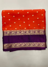 Crepe Silk Butta Orange Purple