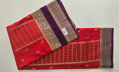 Contrast Orange Purple Semi Silk Saree