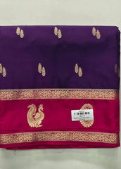 Contrast Purple Pink Semi Crepe Silk Saree