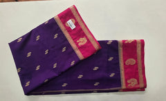 Contrast Purple Pink Semi Crepe Silk Saree