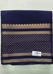 Dot Border Navy Blue Semi Crepe Silk Saree