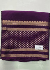 Dot Border Purple Semi Crepe Silk Saree