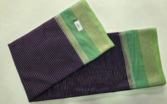 Contrast Lines Purple Pista Semi Crepe Silk Saree