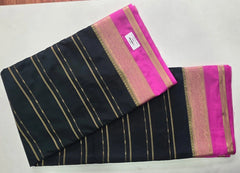 Contrast Bottle Green Pink Semi Crepe Silk Saree