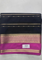 Contrast Bottle Green Pink Semi Crepe Silk Saree