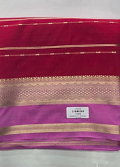 Contrast Red Pink Semi Crepe Silk Saree