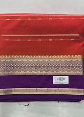 Contrast Orange Purple Semi Crepe Silk Saree