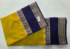 Mango Mustard Purple Crepe Silk Saree