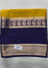 Mango Mustard Purple Crepe Silk Saree