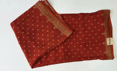 Brick Red Gold Tussar Crepe Saree