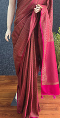 Mushru Pink Kathan Silk Saree