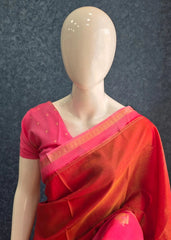 Soft Red & Baby Pink Tissue Saree