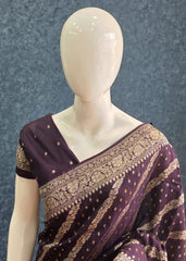 Butta Purple Mushru Silk Saree