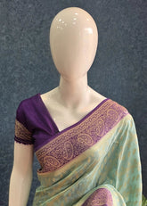 Matka Silk Contrast Light Blue Purple