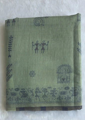 Jamdhani Pista Linen Saree