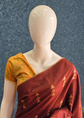 Contrast Brown Light Orange Tussar Saree