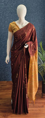 Contrast Brown Light Orange Tussar Saree