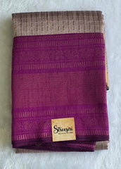 Checks Light Purple Magenta Semi Silk Saree